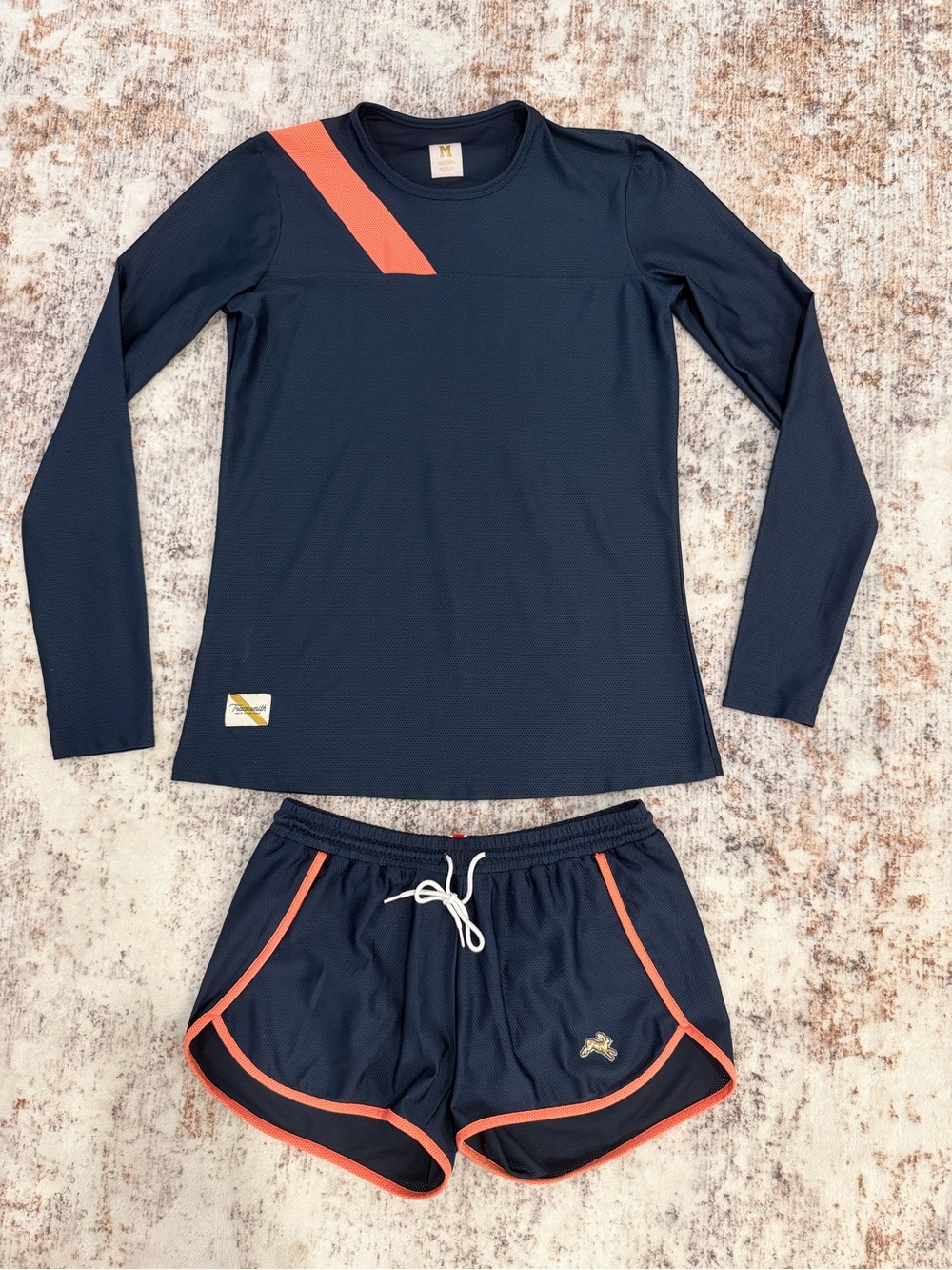 Tracksmith, Van Cortlandt Running Set, Shirt Shorts Coral Blue | W S / M